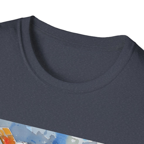 "Charcoal starfighter tee for galactic adventures, men’s and women’s sizes."