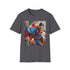 Charcoal cotton crew neck T-shirt with vibrant Superman portrait design