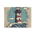 Hand-drawn lighthouse blanket with crashing waves design, 30'' x 40''