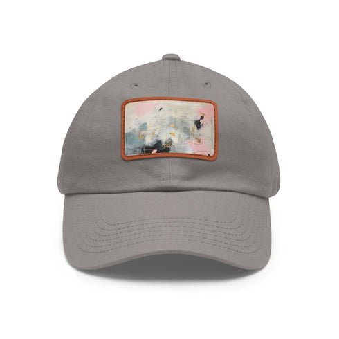 Golden mint abstract baseball cap with white light brown rectangle patch.