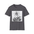 Charcoal cotton crew neck t-shirt with hand-drawn lighthouse illustration