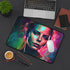 Charlize Theron Neon Watercolor Desk Mat - Colorful stylish workspace accessory.