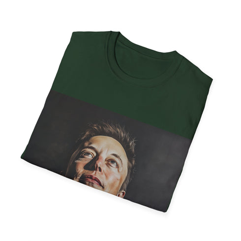 Elon Musk-inspired crew neck tee, charcoal cotton, regular fit.