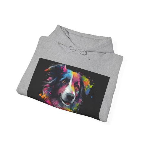 Smiling Collie Majesty Watercolor Hoodie in Navy, Regular Fit Sweatshirt