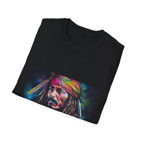 Neon Pirate Legend graphic tee in charcoal, size S.