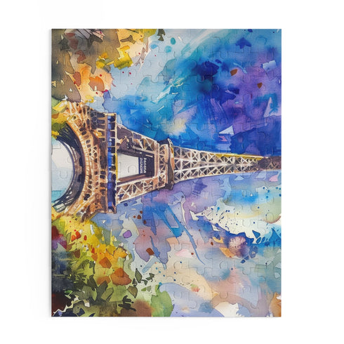 Eiffel Tower watercolor jigsaw puzzle with 120 pieces.