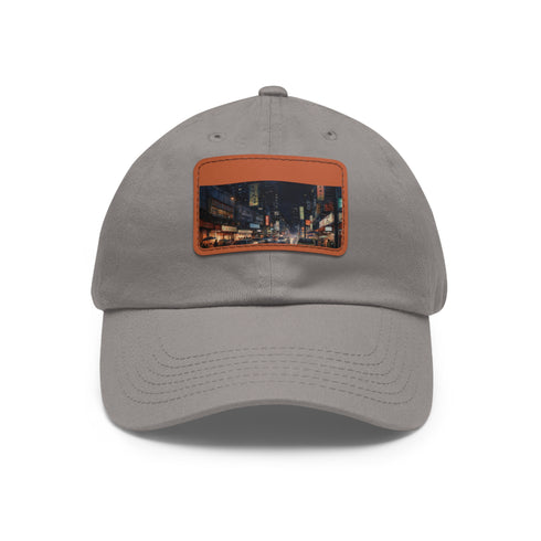 Midnight Skyline Tokyo baseball cap in white with light brown patch.