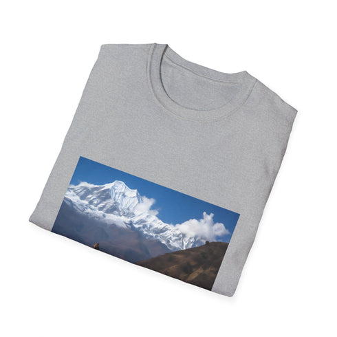 Pathways to Serenity Himalayas T-Shirt Charcoal Cotton Crew Neck Men Women