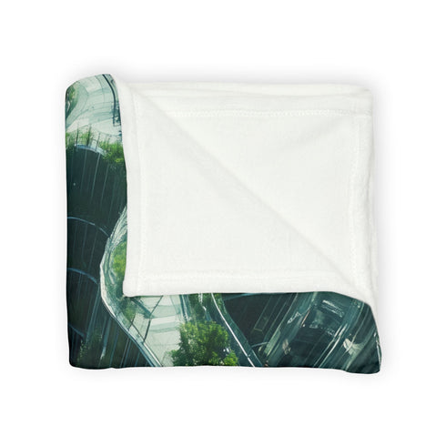 Glass Maze Growing through Skyscrapers Plush Fleece Throw Blanket