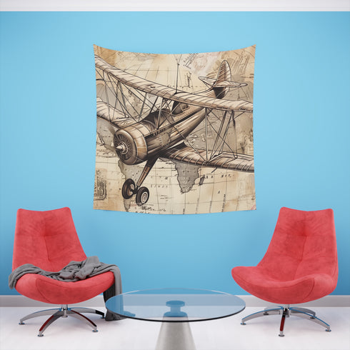 Vintage Travel Tapestry - Explore the World with this Vintage Airplane Design - Perfect Gift - High-Quality Material - All Seasons - 34 x 40 or 57 x 57 - Shop Now