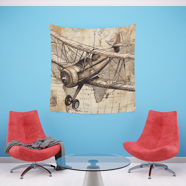 Vintage Travel Tapestry - Explore the World with this Vintage Airplane Design - Perfect Gift - High-Quality Material - All Seasons - 34 x 40 or 57 x 57 - Shop Now