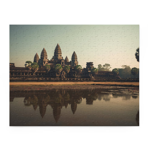 Angkor Wat jigsaw puzzle with intricate ancient architectural details.