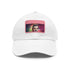 Neon watercolor baseball cap with light brown rectangle patch.