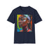Red cotton crew neck T-shirt featuring tennis prodigy Coco Gauff design.
