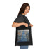 Watercolor Art Deco Dreams Tote Bag in Black Cotton Fabric.