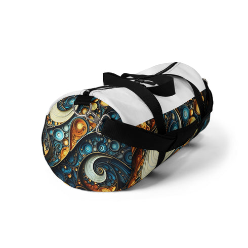Fractal pattern small duffel bag, all-over print, made in USA.