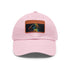 Neon watercolor baseball cap white with light brown patch.