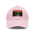 Neon watercolor baseball cap with light brown patch, rectangle shape.