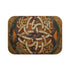 Celtic weave bath mat with intricate knot pattern for bathroom.