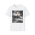 Charcoal cotton crew neck T-shirt with lighthouse amid storm design