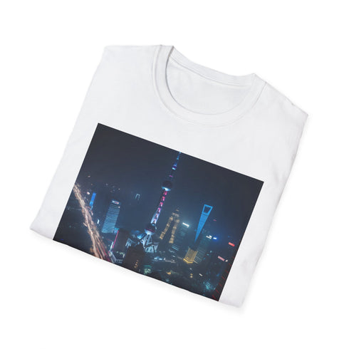 Shanghai Nights watercolor T-Shirt in Charcoal, size S.