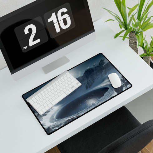 Frozen Exoplanet Crater Lake Sci-Fi Gaming XXL Extended Desk Mat - View 7 | Prints With Passion