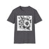 Hand-drawn floral charcoal T-shirt with crew neck and regular fit design