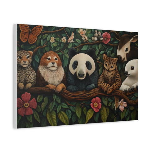 A Diverse Group of Animals Living in Harmony Stretched Canvas Wall Art