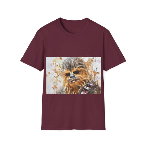 Charcoal Chewbacca watercolor t-shirt featuring crew neck and regular fit
