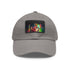 Watercolor neon splatter cap in white with light brown patch.