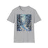 Charcoal cotton t-shirt featuring a winter wonderland painting with crisp details
