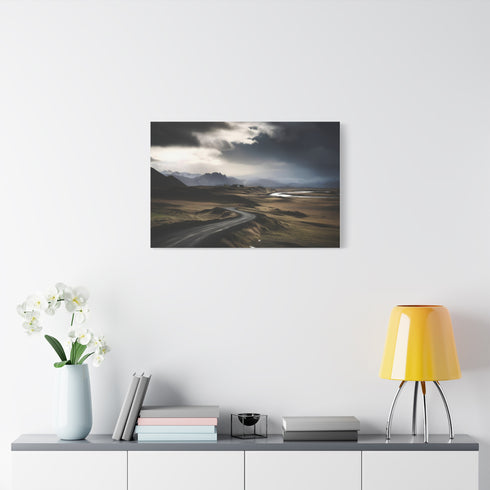 Iceland Ring Road Dramatic Mountain Horizon Stretched Canvas Wall Art - View 7 | Prints With Passion