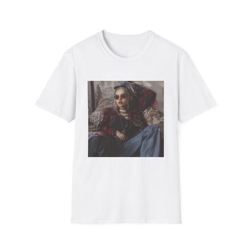 Charcoal grunge 90s throwback t-shirt with distressed details and crew neck