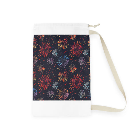 Colorful fireworks festive laundry bag for organized and stylish laundry routine