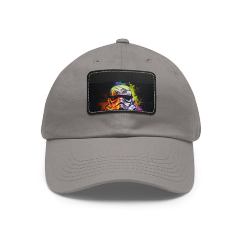 Neon watercolor Storm Trooper baseball cap in white with light brown patch
