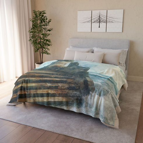 Crystal Tide Sweeping over Ruins Plush Fleece Throw Blanket