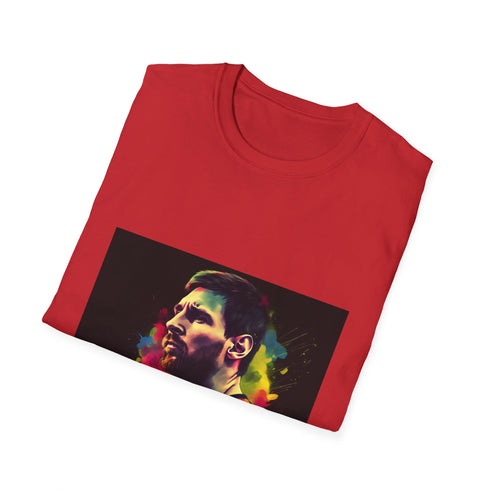 Vibrant watercolor neon football T-shirt charcoal cotton crew neck design