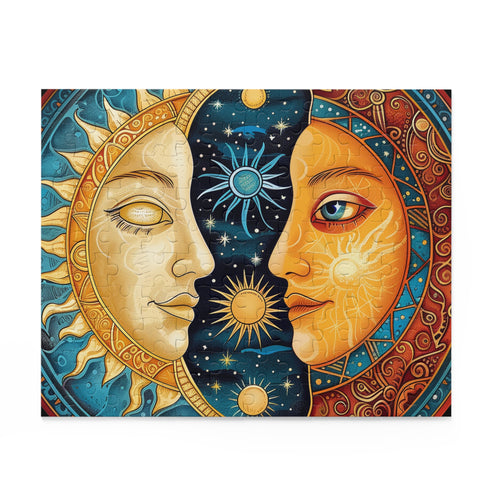 Sun and Moon Mandala Puzzle - Intricately designed jigsaw for relaxing and unwinding.