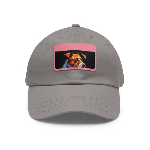 Jack Russell puppy love baseball cap with light brown patch.