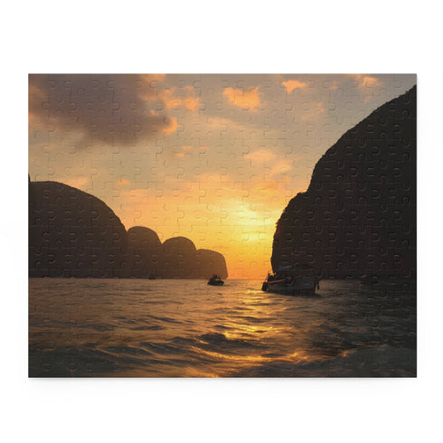 Colorful Maya Bay sunset puzzle with vibrant colors and intricate details.