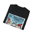 Cotton charcoal crew neck t-shirt with penguins in winter wear print