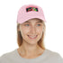 Neon watercolor splatter baseball cap with light brown rectangle patch.