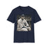 Charcoal cotton crew neck Babe Ruth watercolor tee with dynamic brushstrokes