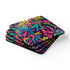 Neon graffiti square corkwood coaster set for kitchen and desks.