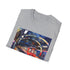 Charcoal cotton t-shirt with watercolor London Tube design and crew neck