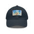 Empire State watercolor baseball cap in white with light brown patch.