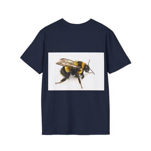 Vibrant bumblebee watercolor tee in charcoal, soft cotton, crew neck.