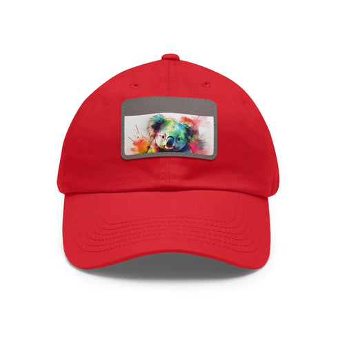 Cute Koala Watercolor Baseball Cap in White with Brown Patch