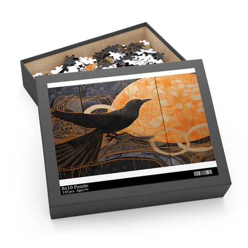 Elegant Black Gold Lion Puzzle with 120 Pieces, Art Enthusiasts' Delight