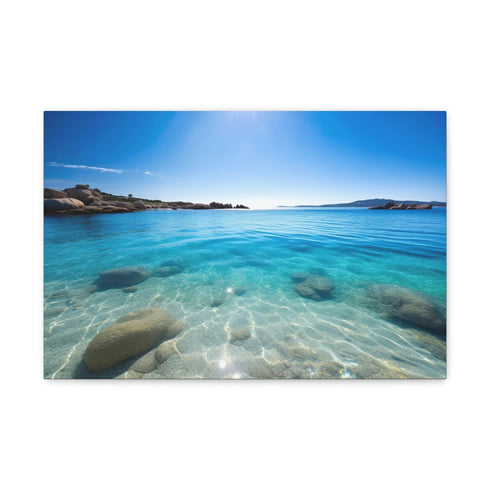 Santorini Holidays Canvas: White-washed buildings on romantic Greece island.